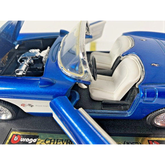 Road Tough 1957 Chevy Corvette 1:24 Scale Diecast Model Car With Plastic Stand - Picture 14 of 16